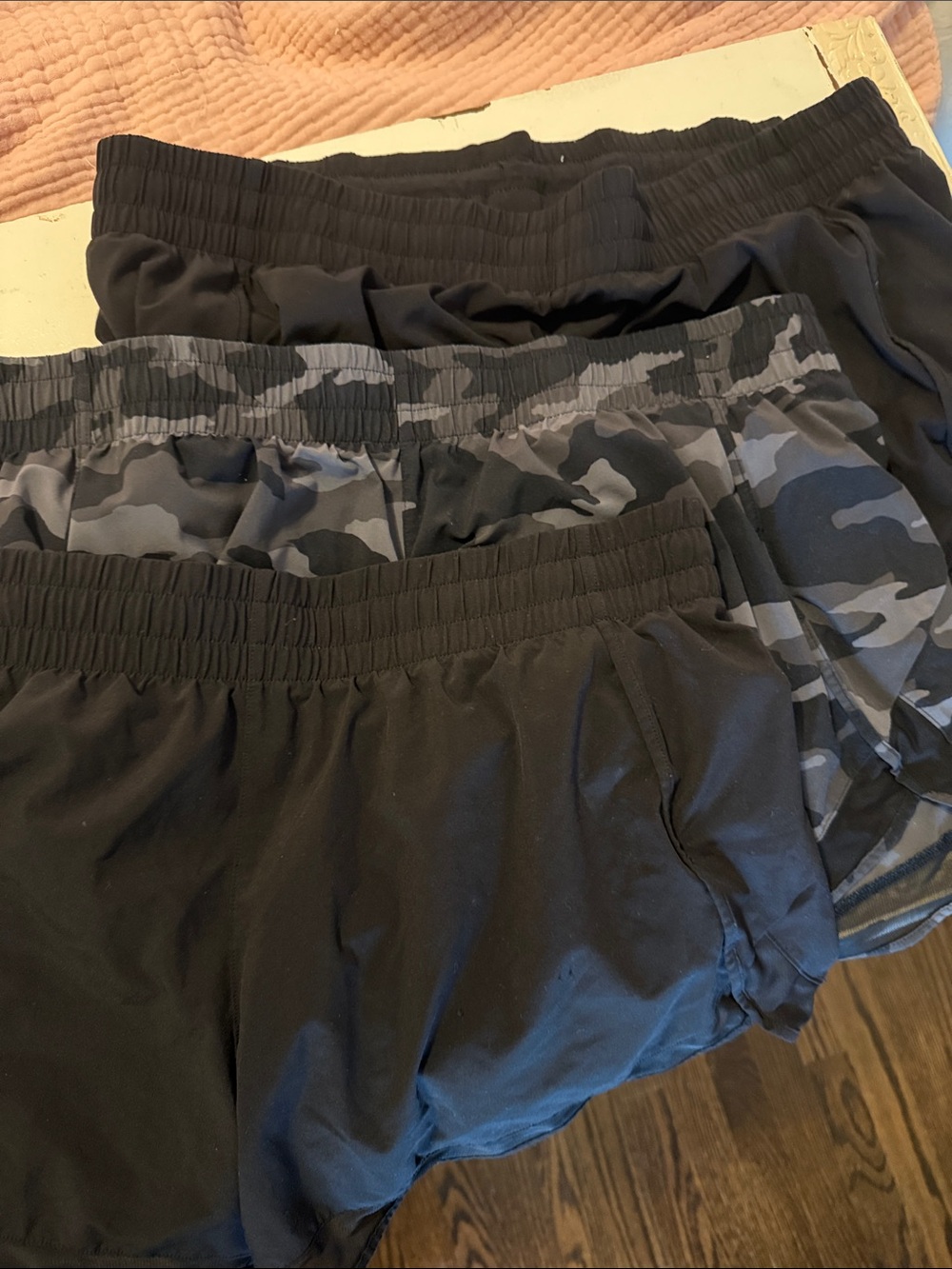 Athleta Black & Gray Camo Athletic Shorts Set
